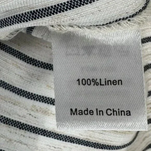 Tuckernuck NEW 100% Linen Stripe Edie Puff Sleeve Chic Cropped Blouse Top Sz XS - Picture 5 of 9